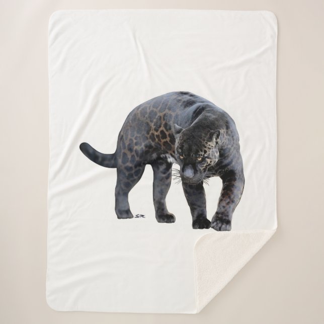 Manta Sherpa Jaguar Diablo sherpa blanda (Anverso)