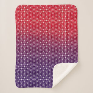 Manta Sherpa Japonés Asanoha Tradicional Imprimir rojo y morado