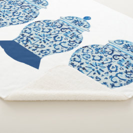 Manta Sherpa Jar Sherpa Blanket con jengibre azul y blanco