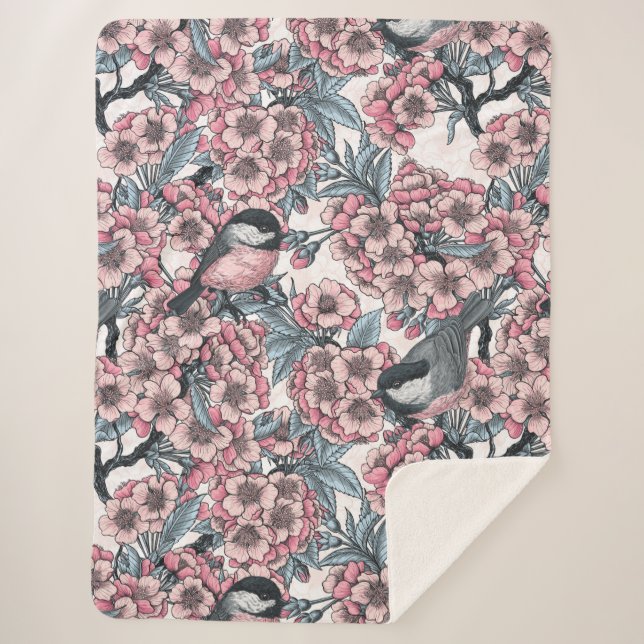 Manta Sherpa Jardín de cerezas (Anverso)