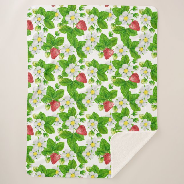 Manta Sherpa Jardín de fresa (Anverso)