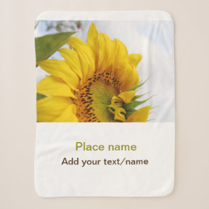 Manta Sherpa jardín de girasoles amarillos añadir texto de foto