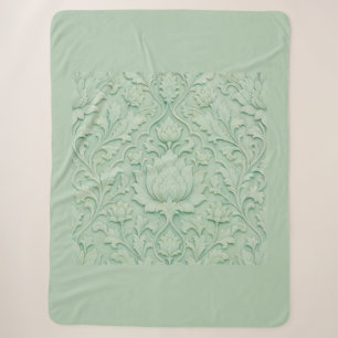 Manta Sherpa Jardín de Jade — Celadón Pálido Persa