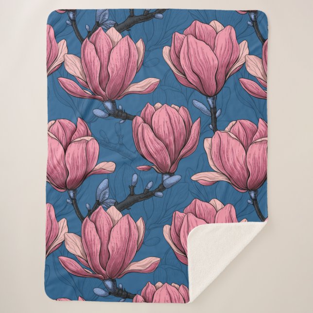 Manta Sherpa Jardín de Magnolia (Anverso)