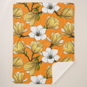 Manta Sherpa Jardín de magnolia en amarillo
