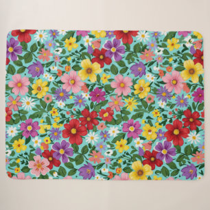 Manta Sherpa Jardín Floral Patrón de flores silvestres vibrante