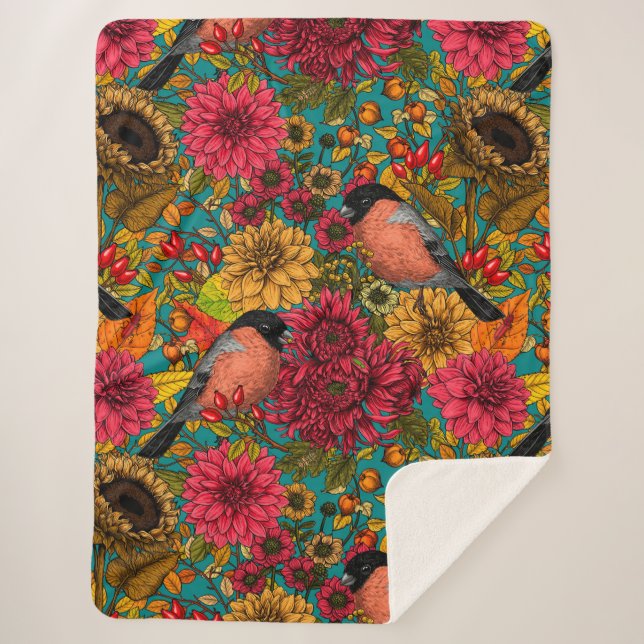 Manta Sherpa Jardín otoñal 3 (Anverso)