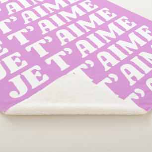 Manta Sherpa Je T'aime   Francés Te Amo   Rosa violeta suave