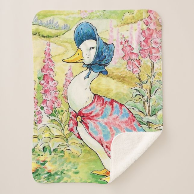 Manta Sherpa "Jemima Puddle Duck" por Beatrix Potter (Anverso)