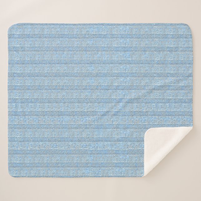 Manta Sherpa Jersey Stripe Knit Pattern in Baby Blue  (Anverso (horizontal))