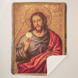 Manta Sherpa Jesus Fine Art woven polar blanket