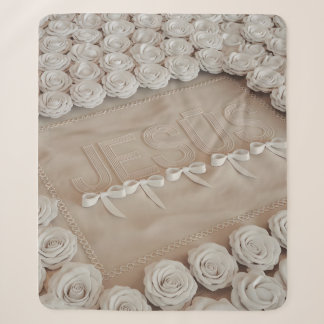 Manta Sherpa JESÚS Fleece & Sherpa Blanket - Rosas blancas y