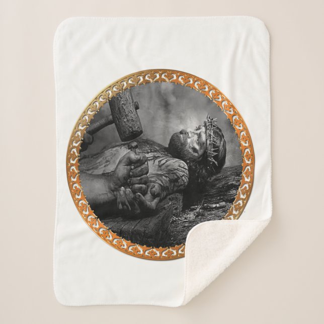 Manta Sherpa Jesús Nacía con sus brazos y manos abrochadas (Anverso)