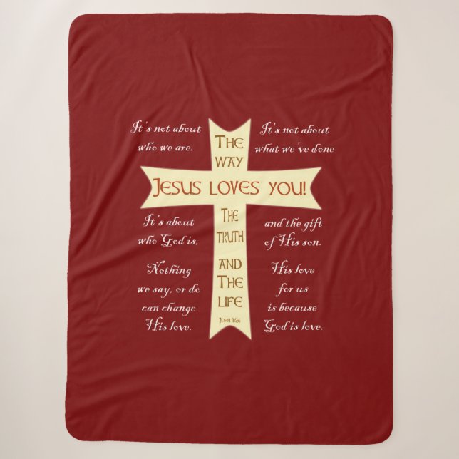 Manta Sherpa Jesús Sherpa Blanket - Rojo (Anverso)