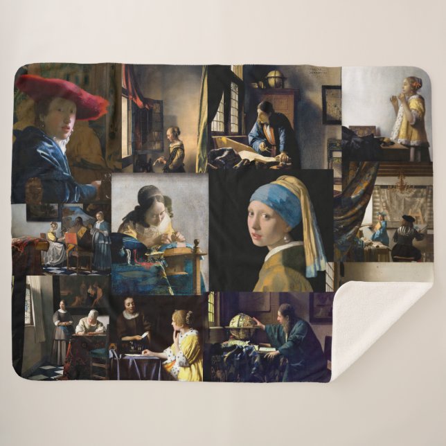 Manta Sherpa Johannes Vermeer - Masterpieces Patchwork (Anverso (horizontal))