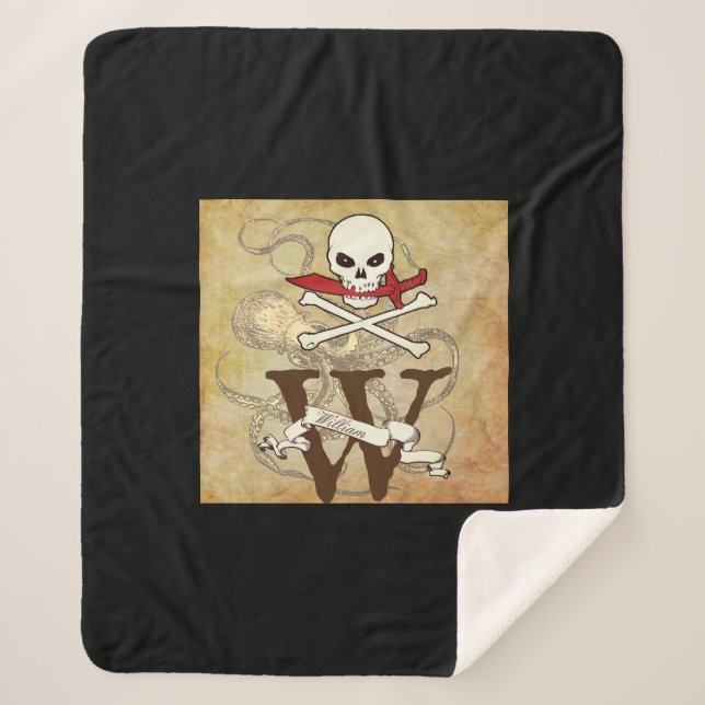 Manta Sherpa Jolly Roger Monogram Inicial (Anverso)