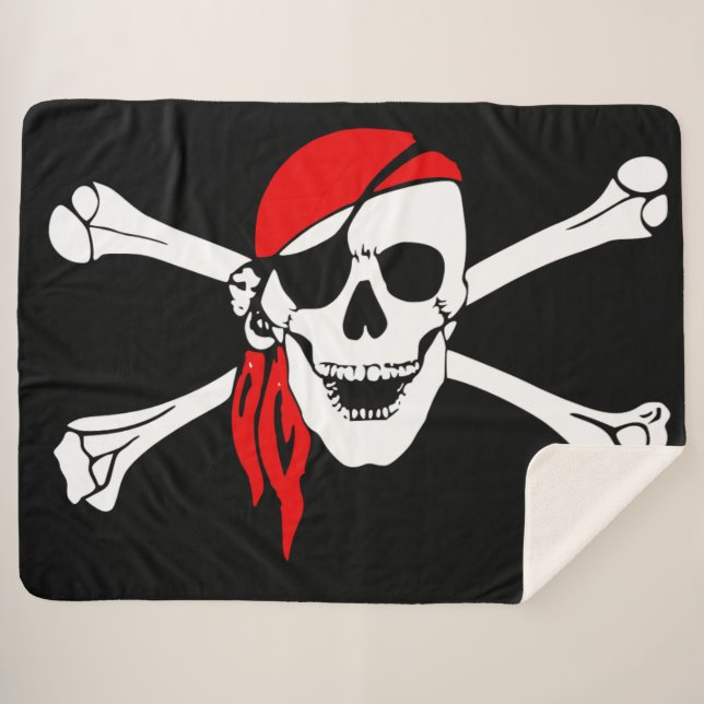 Manta Sherpa JOLLY ROGER SKULL y CROSS BONOS (Anverso (horizontal))
