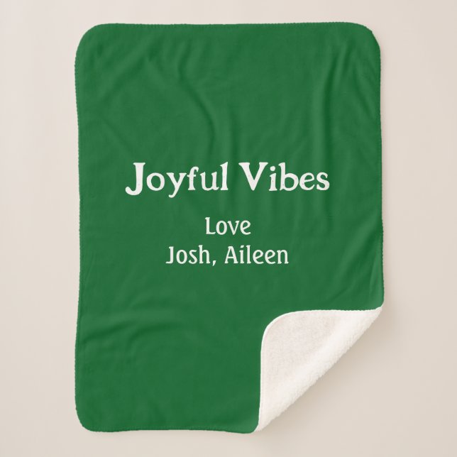 Manta Sherpa Joyful Vibes green Christmas holidays love family (Anverso)