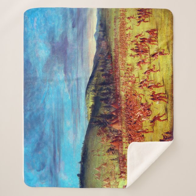 Manta Sherpa Juego de pelotas de George Catlin de Choctaw Ball  (Anverso)