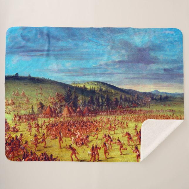 Manta Sherpa Juego de pelotas de George Catlin de Choctaw Ball  (Anverso (horizontal))