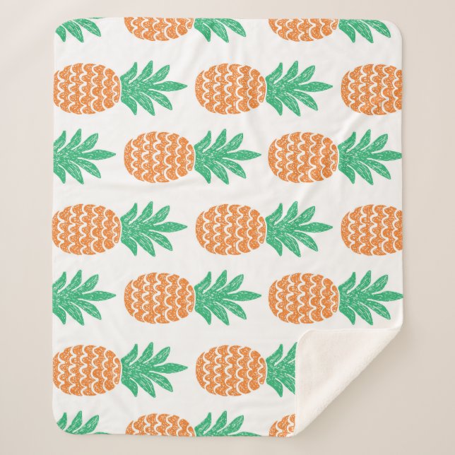 Manta Sherpa Juego de piña: Delight de patrón divertido. (Anverso)