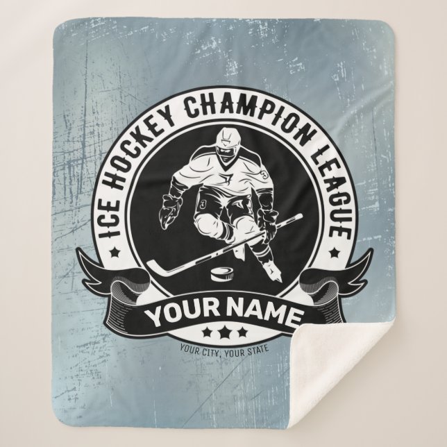 Manta Sherpa Jugador de hockey sobre hielo personalizado atleta (Anverso)