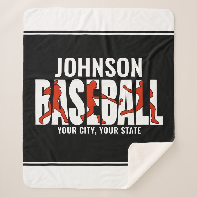 Manta Sherpa Jugador de Juego de Béisbol ADD NAME (Anverso)