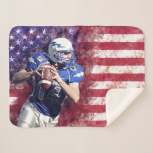 Manta Sherpa Jugador y bandera del fútbol americano patriótic