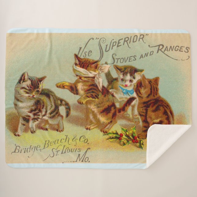 Manta Sherpa Jugando gatitos de tarjetas de comercio de Victori (Anverso (horizontal))