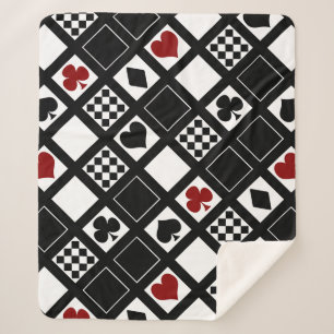 Manta Sherpa Jugar a las cartas de juego palas corazones cruza 
