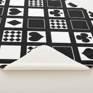 Manta Sherpa Jugar a las cartas de juego palas corazones cruza 