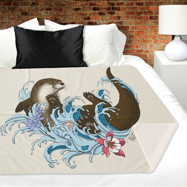 Manta Sherpa Juguuetón Azul Nutria de Río Caprichosa Salpicadur (Subido por el creador)