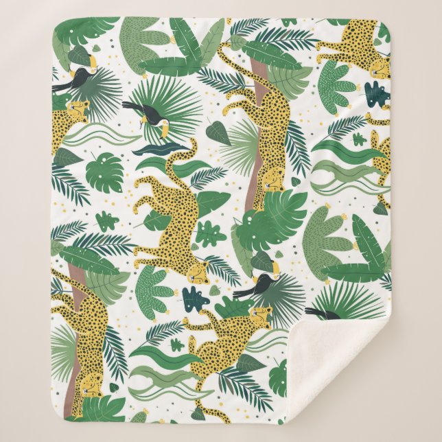 Manta Sherpa Jungla de leopardos: niños tropicales sin problema (Anverso)