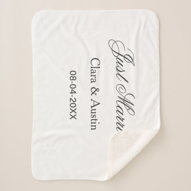 Manta Sherpa Just Married add couple name date year wedding sim (Anverso)