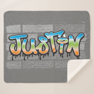 Manta Sherpa Justin Your Name Graffiti Logo Brick Wall Paint