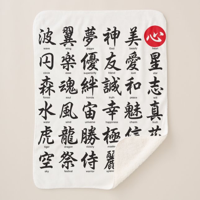 Manta Sherpa Kanji japonés popular (Anverso)
