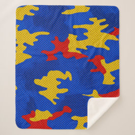 Manta Sherpa Kansas Blue Red Yellow Vibrant Camo Pattern