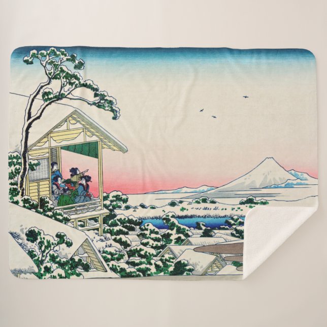 Manta Sherpa Katsushika Hokusai - Casa de té en Koishikawa (Anverso (horizontal))