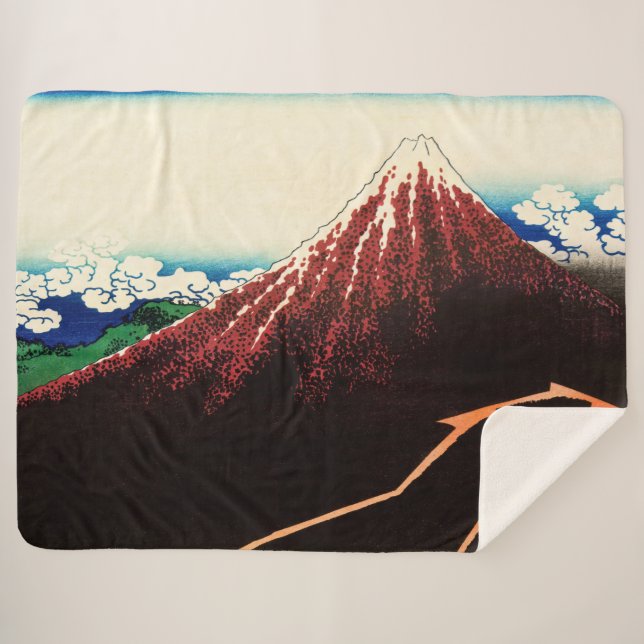 Manta Sherpa Katsushika Hokusai - Rayos debajo de la cumbre (Anverso (horizontal))
