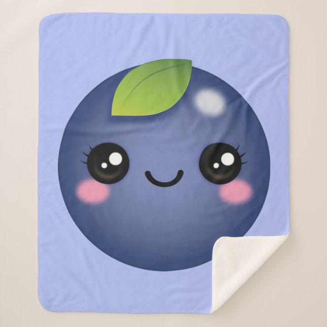 Manta Sherpa Kawaii Blueberry Sherpa Blanket (Anverso)