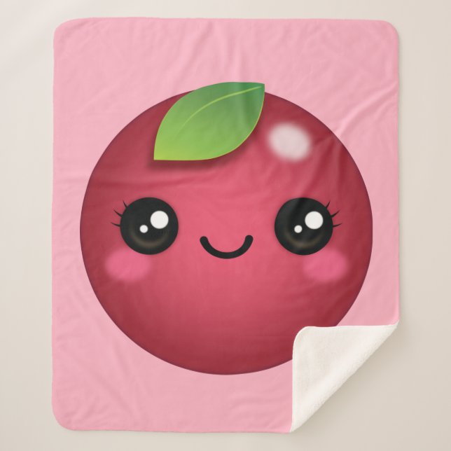 Manta Sherpa Kawaii Cranberry Sherpa Blanket (Anverso)