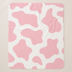 Manta Sherpa kawaii impreso en vaca rosa pastel