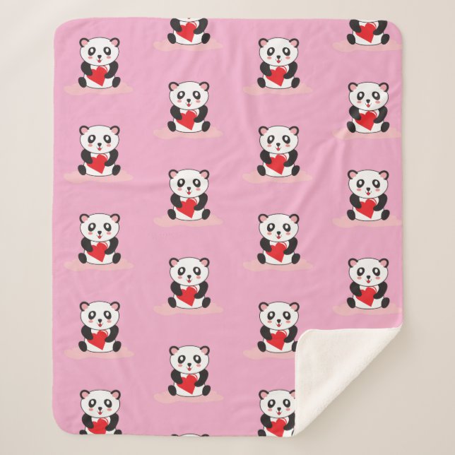 Manta Sherpa Kawaii Panda Plush Blanket para niños (Anverso)
