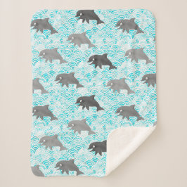 Manta Sherpa Keiki Watercolor Dolphin Wave Allover