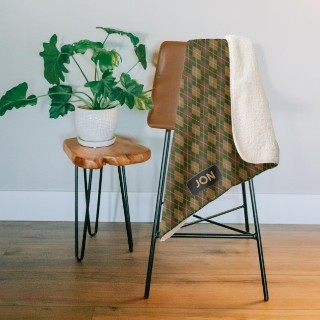 Manta Sherpa Khaki Argyle - Tonos naturales de camuflaje - prop (Subido por el creador)