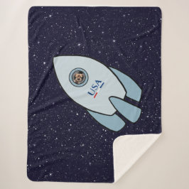 Manta Sherpa KiniArt Rocket Dog Border Terrier Sherpa Blanket