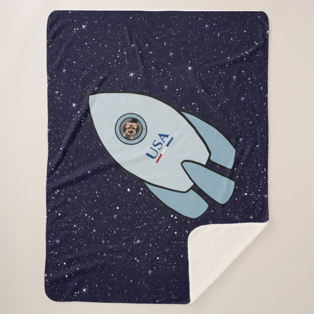 Manta Sherpa KiniArt Rocket Dog Border Terrier Sherpa Blanket (Anverso)