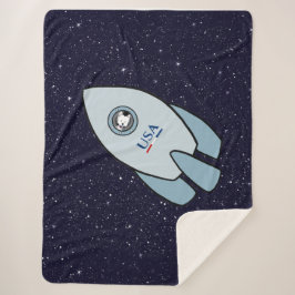 Manta Sherpa KiniArt Space Rocket Dog Westie Sherpa Blanket