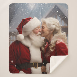 Manta Sherpa Kissing Mr. y la Sra. Santa Claus