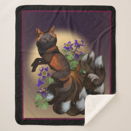 Manta Sherpa Kitsune y Flores de Columbine